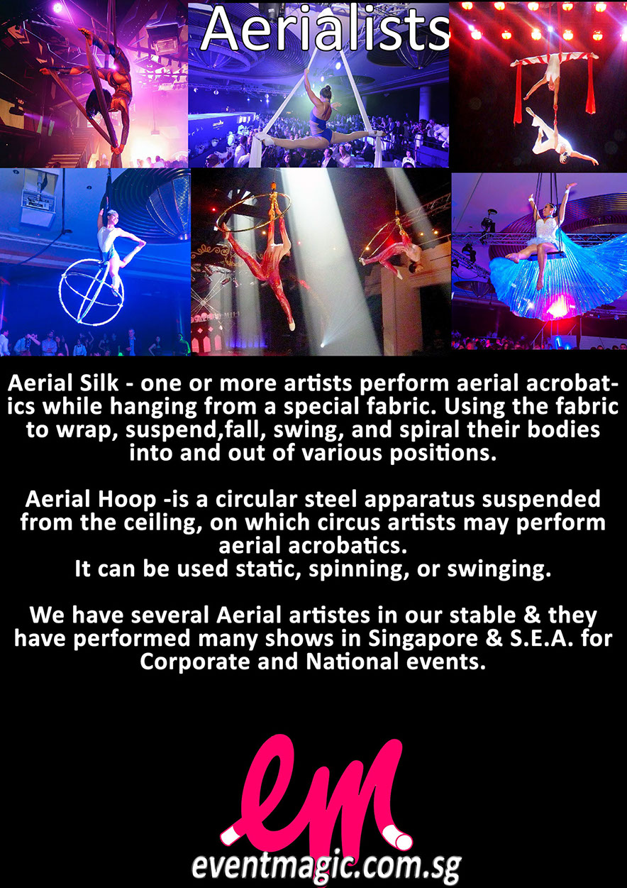 , Aerial Acts for hire Singapore, Aerial hoop Singapore, Aerial Silk Singapore, Trapeze Artist Singapore for hire,