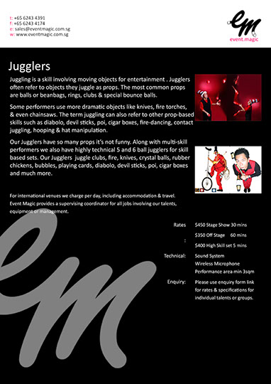 Juggling for hire Singapore, Juggling Singapore, Juggling Shows Singapore, Jugglers circus act diabolo acrobats, 