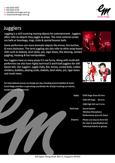  Juggling for hire Singapore, Juggling Singapore, Juggling Shows Singapore, Buskers, Roving Acts,  magic And Circus Show Eccentrix by Jon Danger