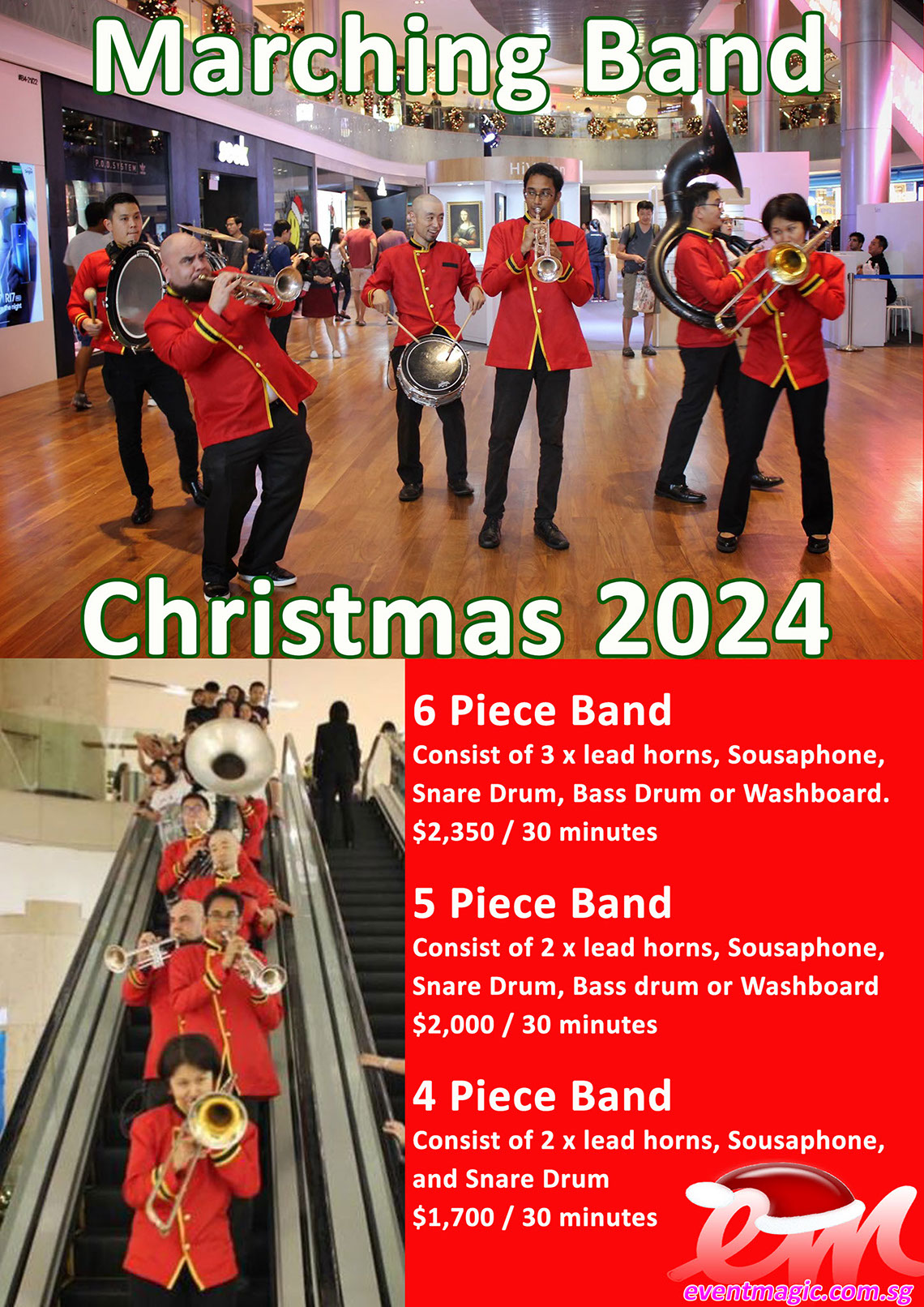 Christmas Marching Band Singapore Hire Santa Claus Singapore, Singapore santa, , Carol singing Singapore