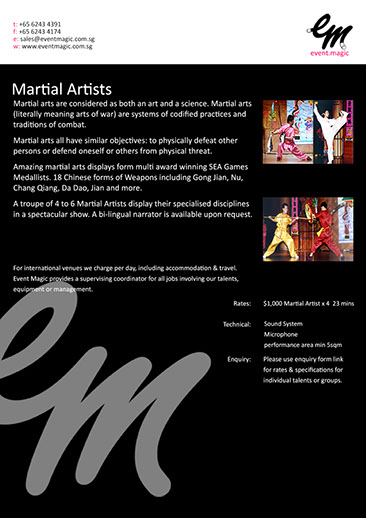 Martial Artists Kung Fu, Karate, Wushu Artist for hire Singapore, Wu Shu Show singapore,  martial Artists Singapore for hire, 