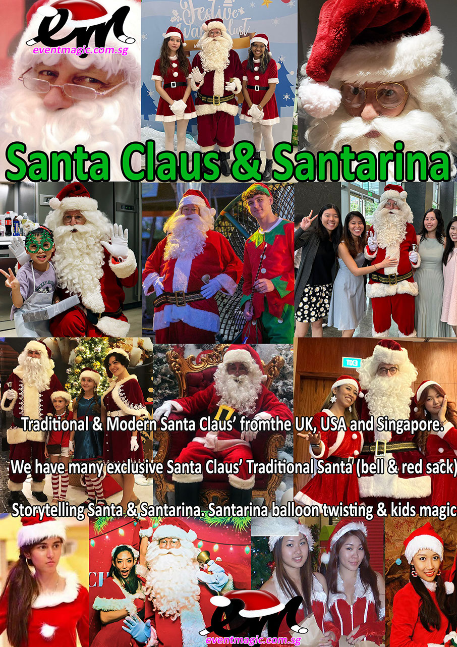 Santa Claus For Hire Singapore, Santa, Father Christmas, Santarina,  Christmas Characaters, Christmas acts. Christmas Performers. Christmas Sin 