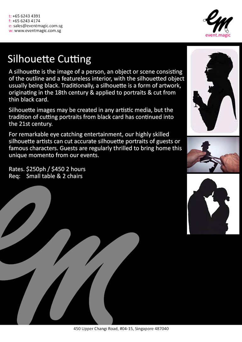 Silhouette Cutting for hire Singapore, 