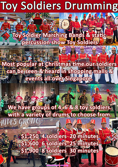 Toy Soldiers Drumming,&nbsp; Santa Claus, Caroll Singers, Toy Soldiers, Bell Ringing, Christmas Performers for hire