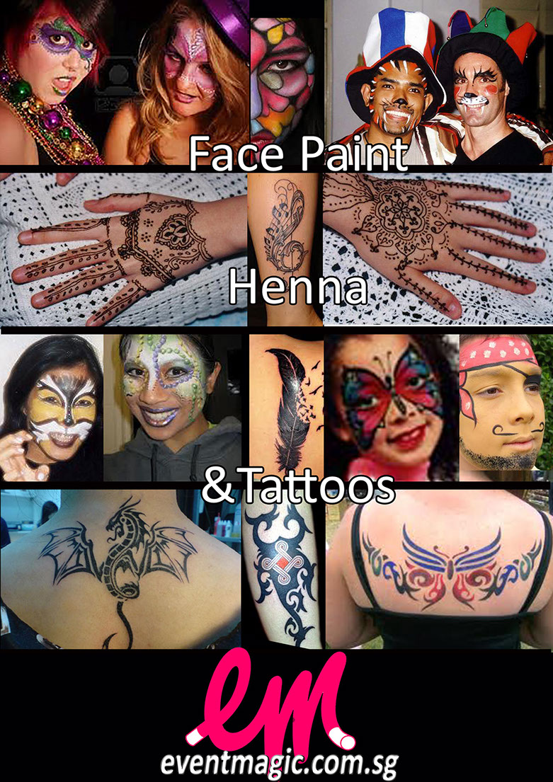 Pace Painting for hire Singapore, Singapore Face Painting and Henna Tattoos, Face Painting
